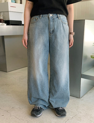Gomibe Washed Denim Wide Pants